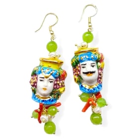Sicilian Ceramic Moors Head Earrings