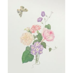 Limited Edition Print, Floral Bouquet With Buckeye Butterfly