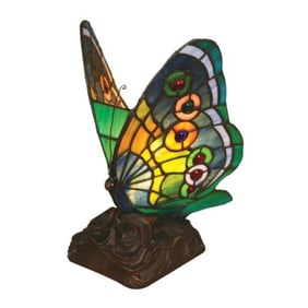 Stained Art Glass Butterfly Accent Lamp