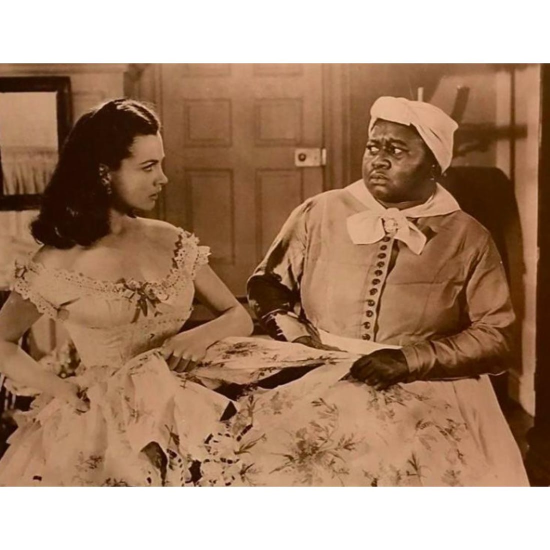 Gone With The Wind Photo Print, Scarlett, Mammy: Gone With The Wind movie still, photo print, of Scarlett with Mammy. 8" X 10". Created in the early 1990s for The American Heritage Galleries. Printed on card stock.