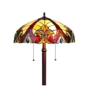 Victorian Style Stained Art Glass Floor Lamp