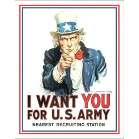 Uncle Sam US Army Recruiting Metal Pub Bar Sign