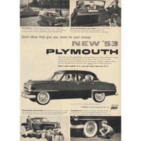 1953 Mid-Century Plymouth Black/White Car Ad