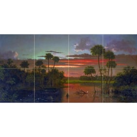 After Heade, The Great Florida Sunset Ceramic Tile Mural
