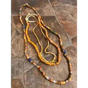 Group of African Tribal Sand Cast Beads Necklaces