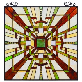 Mission Style Stained Art Glass Window Panel