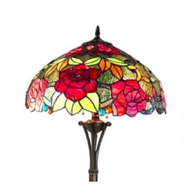 Stained Art Glass Roses Floor Lamp
