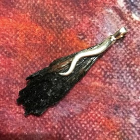 Raw Black Tourmaline Sterling Pendant
