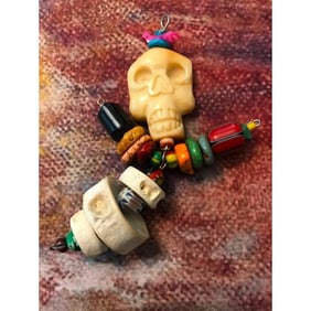 Artisan Muertos Bone, Mixed Beads Skeleton Pendant