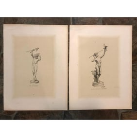 Pair of 19thc Engravings, Classical Nude Sculptures