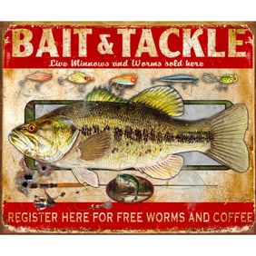 Bait Tackle Fishing Metal Sign