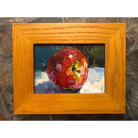 20thc Abstract Oil Painting, Red Apple