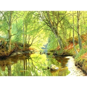 After P. Monsted, Forest Stream Ceramic Art Tile