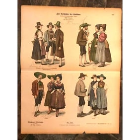 Rare 19thc Handcolored Costume Plates, Tyrol
