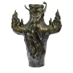 Nude Lady Bronze Vase Sculpture