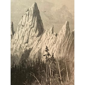 19thc Engraving Castellated Rock, Northern California