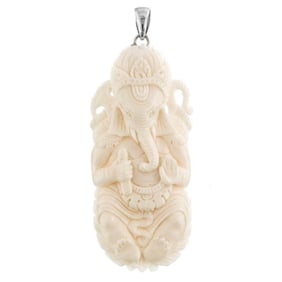 Handcarved Bone Hindu Ganesha Pendant