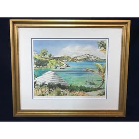 Signed Limited Lithograph, View Over Castle Harbour, Bermuda