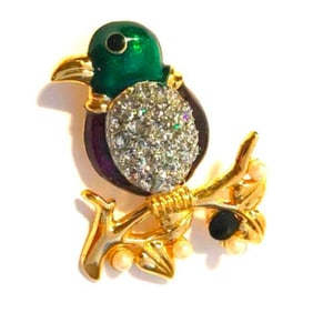 Swarovski Crystal Bird Brooch Pin