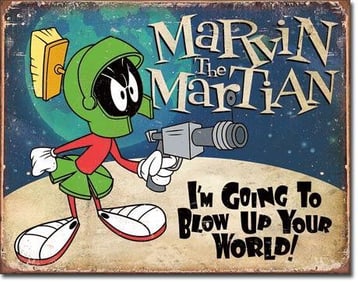 Marvin The Martian Cartoon Metal Pub Bar Sign