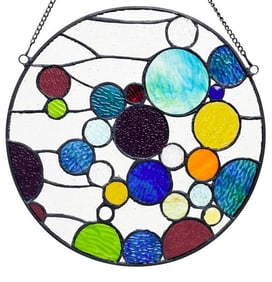 Stained Art Glass Bubbles Hanging Window Panel