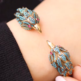 Bronze Turquoise Inlaid Eagle Bird Bracelet