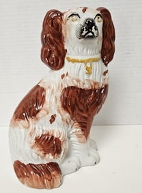 19thc Staffordshire Porcelain Spaniel Dog