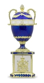 Russian Blue Serpent Clock Trinket Jewel Box Egg