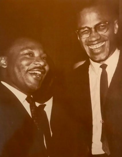 African American History, Martin Luther King, Malcolm X: African American History, Martin Luther King & Malcolm X sepia-tone photo print on heavy card stock. Created in the early 1990s for The American Heritage Galleries. 8" X 10".