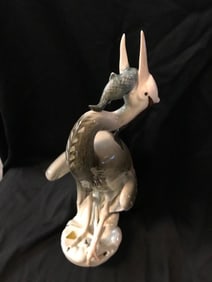 Rare Royal Dux Porcelain Majestic Blue Heron Statue