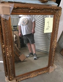 Ornate Gilt Wood Beveled Mirror