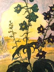 1920s Delphinium Color Lithograph Print