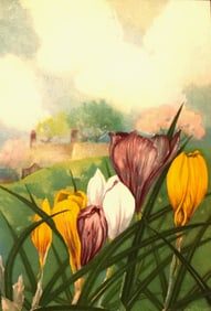 1920s Crocus Color Lithograph Print