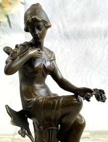 Girl With Bird Bronze Sculpture