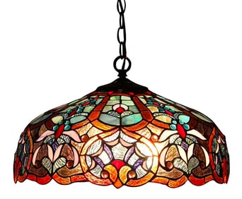 Multicolored Double Lit Stained Art Glass Table Lamp