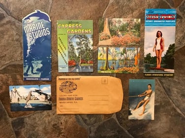 Vintage Brochures, Postcards, Cypress Gardens, Silver Springs, Marineland Florida