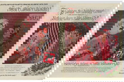 Pair of Mid Century 7-Up Soft Drink Ads