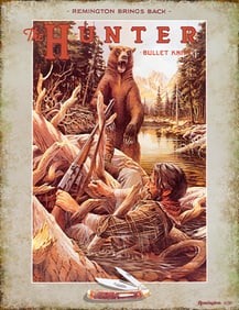 Remington Hunter Bullet Knife Metal Sign