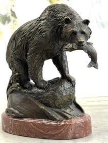 Signed Bronze Bear Sculpture