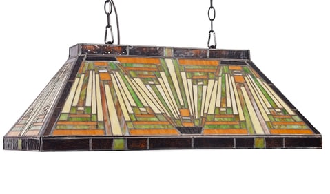 Mission Style Stained Art Glass Hanging Pendant Light