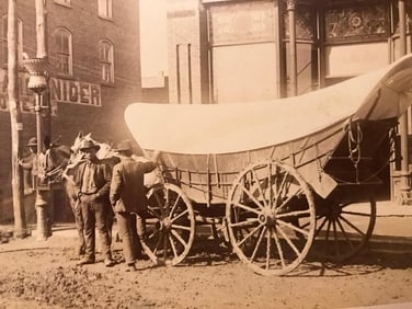 19thc Albumin Photo, Prarie Schooner Ashville, North Carolina