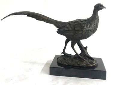 Bronze Pheasant Hunting Lodge Sculpture