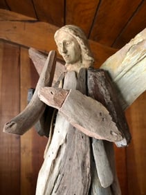 Driftwood Trumpeting Angel Sculpture