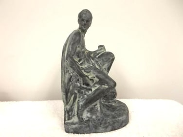 Vintage Metal Statue, Bookend, Roman Classical Man