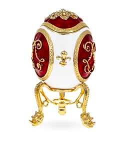 Royal Russian Fleur de Lis Trinket Box Egg