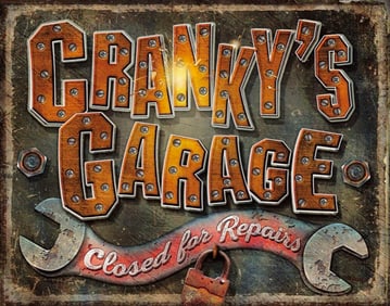 Cranky's Garage Metal Pub Bar Sign