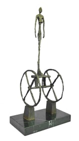 After Giacometti, Surrealist Chariot Bronze Sculpture