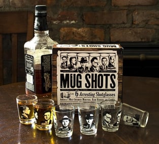 Set of Gangster Mug Shots Novelty Shotglasses