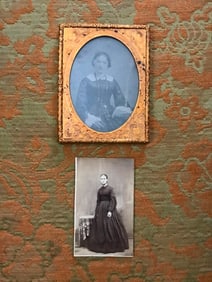 Pair of 19thc Photographs of Women, Ambrotype, Carte de Visite