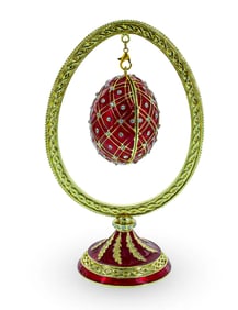 Russian Imperial Egg, Trinket Jewel Box, Display Stand